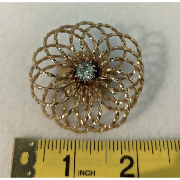 Whirligig Flower Rhinestone Center Brooch - Picture 8 of 9